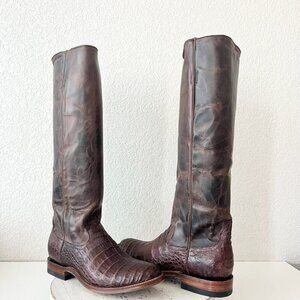 NEW Rod Patrick Womens Riding Cowboy Boots 9.5B Brown Caiman Exotic Western Tall